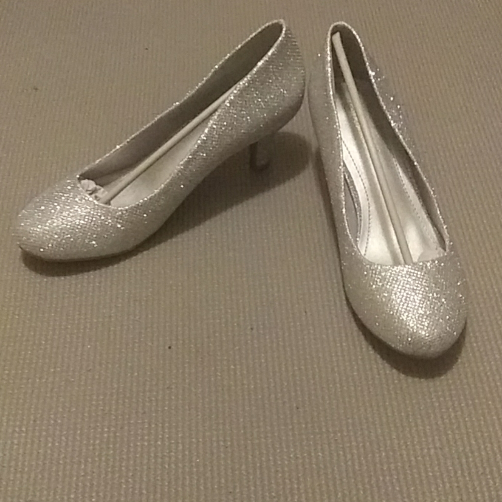 Silver glitter heels
